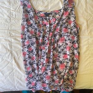 Chiffon skulls n roses print tulip-back tank!